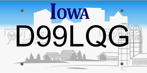 D99LQG Iowa License Plate