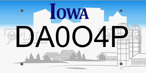 DA0O4P Iowa License Plate