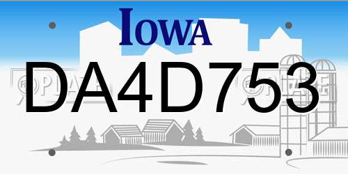 DA4D753 Iowa License Plate