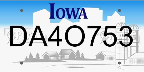 DA4O753 Iowa License Plate