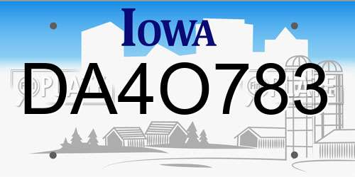 DA4O783 Iowa License Plate
