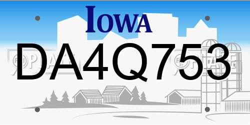 DA4Q753 Iowa License Plate