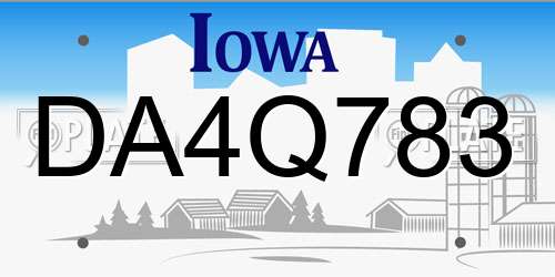 DA4Q783 Iowa License Plate