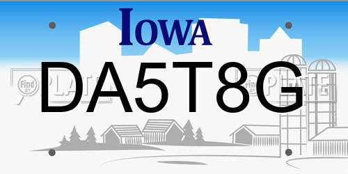 DA5T8G Iowa License Plate
