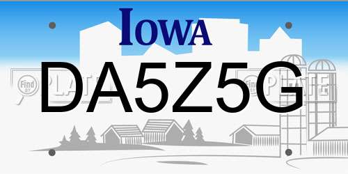 DA5Z5G Iowa License Plate