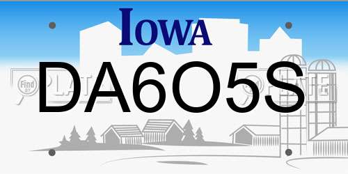 DA6O5S Iowa License Plate