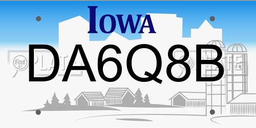 DA6Q8B Iowa License Plate