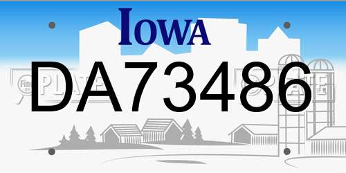 DA73486 Iowa License Plate