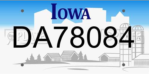 DA78084 Iowa License Plate