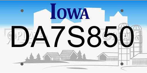 DA7S850 Iowa License Plate