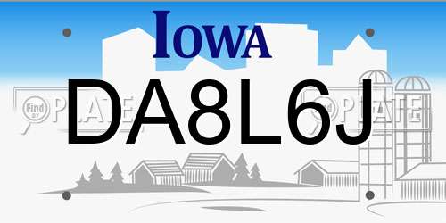 DA8L6J Iowa License Plate