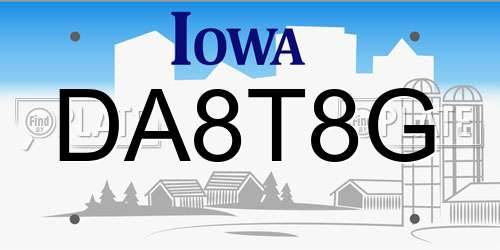 DA8T8G Iowa License Plate