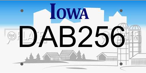 DAB256 Iowa License Plate