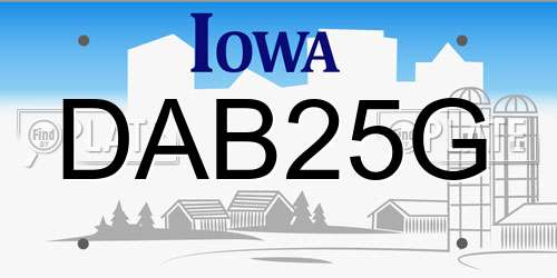 DAB25G Iowa License Plate