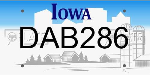 DAB286 Iowa License Plate