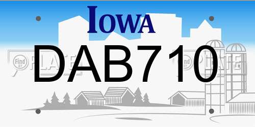 DAB710 Iowa License Plate