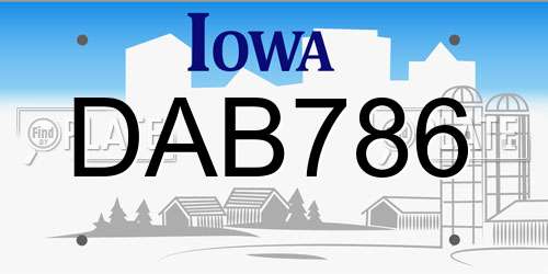 DAB786 Iowa License Plate