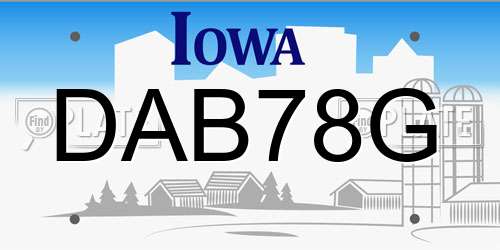 DAB78G Iowa License Plate