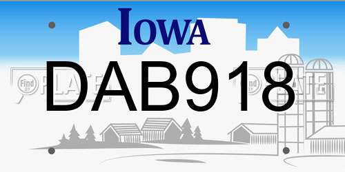 DAB918 Iowa License Plate