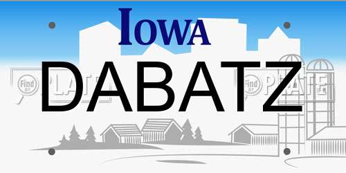 DABATZ Iowa License Plate