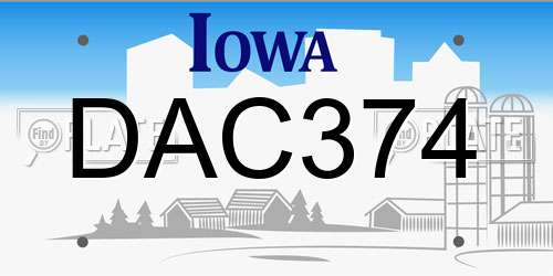 DAC374 Iowa License Plate