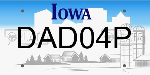 DAD04P Iowa License Plate