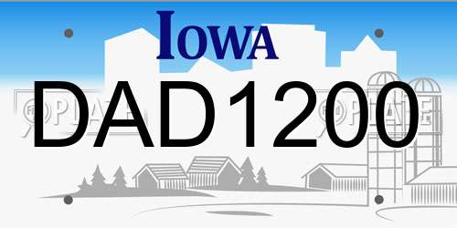 DAD1200 Iowa License Plate