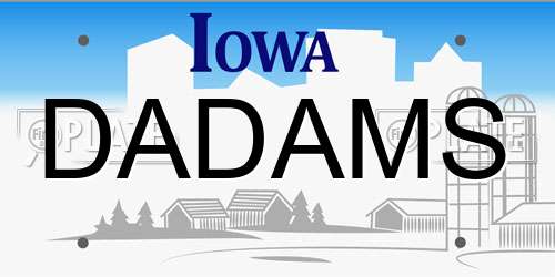 DADAMS Iowa License Plate
