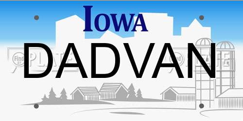 DADVAN Iowa License Plate