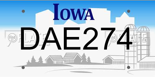 DAE274 Iowa License Plate