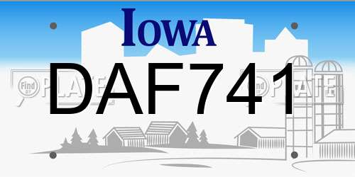DAF741 Iowa License Plate