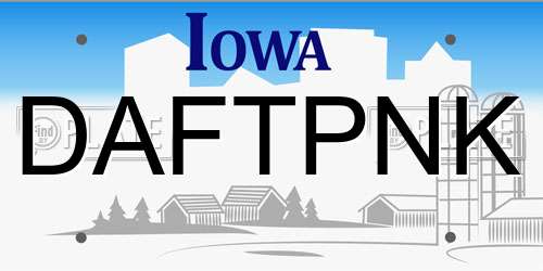 DAFTPNK Iowa License Plate