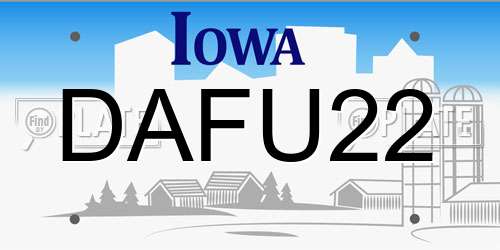 DAFU22 Iowa License Plate
