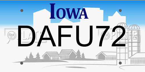 DAFU72 Iowa License Plate