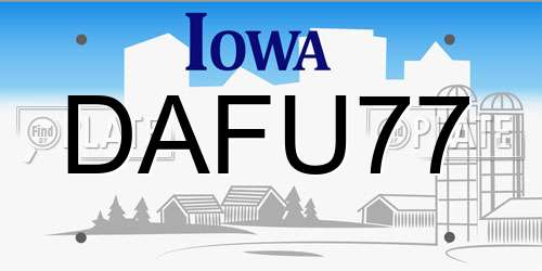 DAFU77 Iowa License Plate