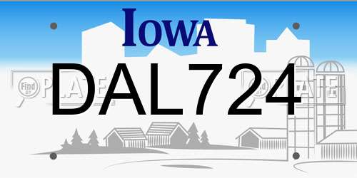 DAL724 Iowa License Plate