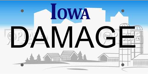 DAMAGE Iowa License Plate