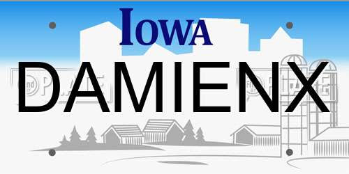 DAMIENX Iowa License Plate
