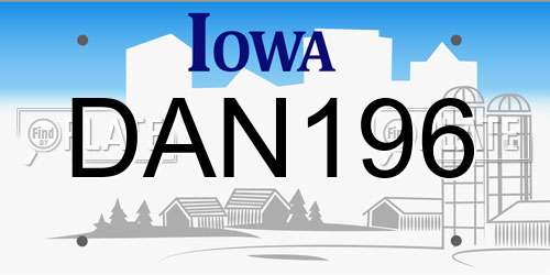 DAN196 Iowa License Plate