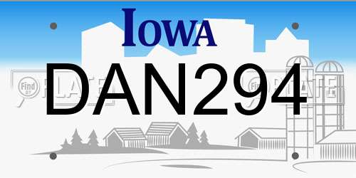 DAN294 Iowa License Plate