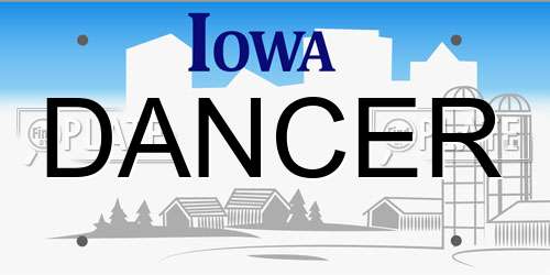 DANCER Iowa License Plate