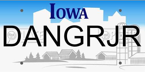 DANGRJR Iowa License Plate
