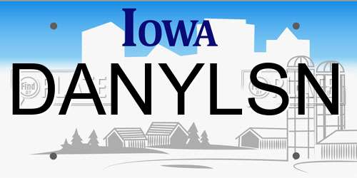 DANYLSN Iowa License Plate