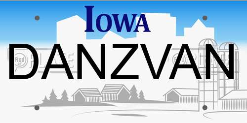 DANZVAN Iowa License Plate