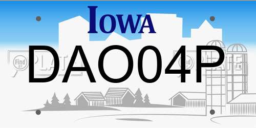 DAO04P Iowa License Plate