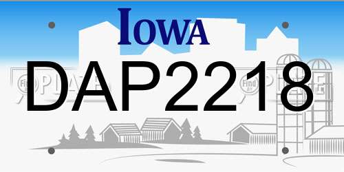 DAP2218 Iowa License Plate