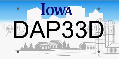 DAP33D Iowa License Plate