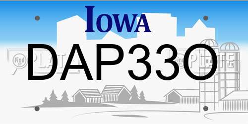 DAP33O Iowa License Plate