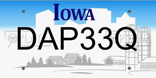 DAP33Q Iowa License Plate