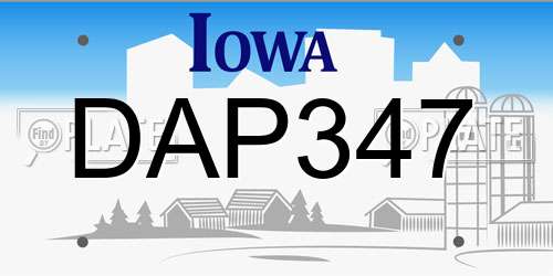 DAP347 Iowa License Plate
